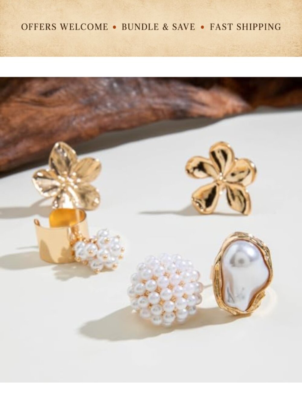 Chunky Stackable Rings Set Adjustable Dome Statement Rings - Picture 3 of 4